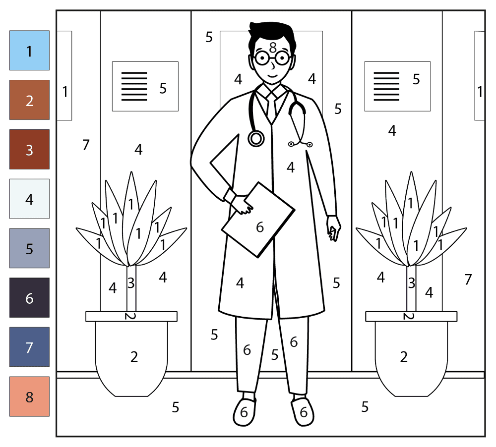 Doctor Color By Number Coloring Page Md Coloring Page — Free Printable — free printable coloring page